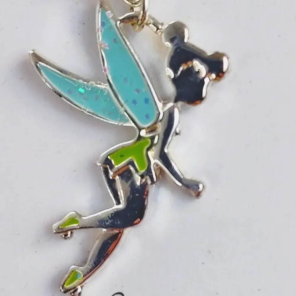Disney Tinker Bell Necklace and Earring Set Silver Tone NIB - Picture 6 of 9